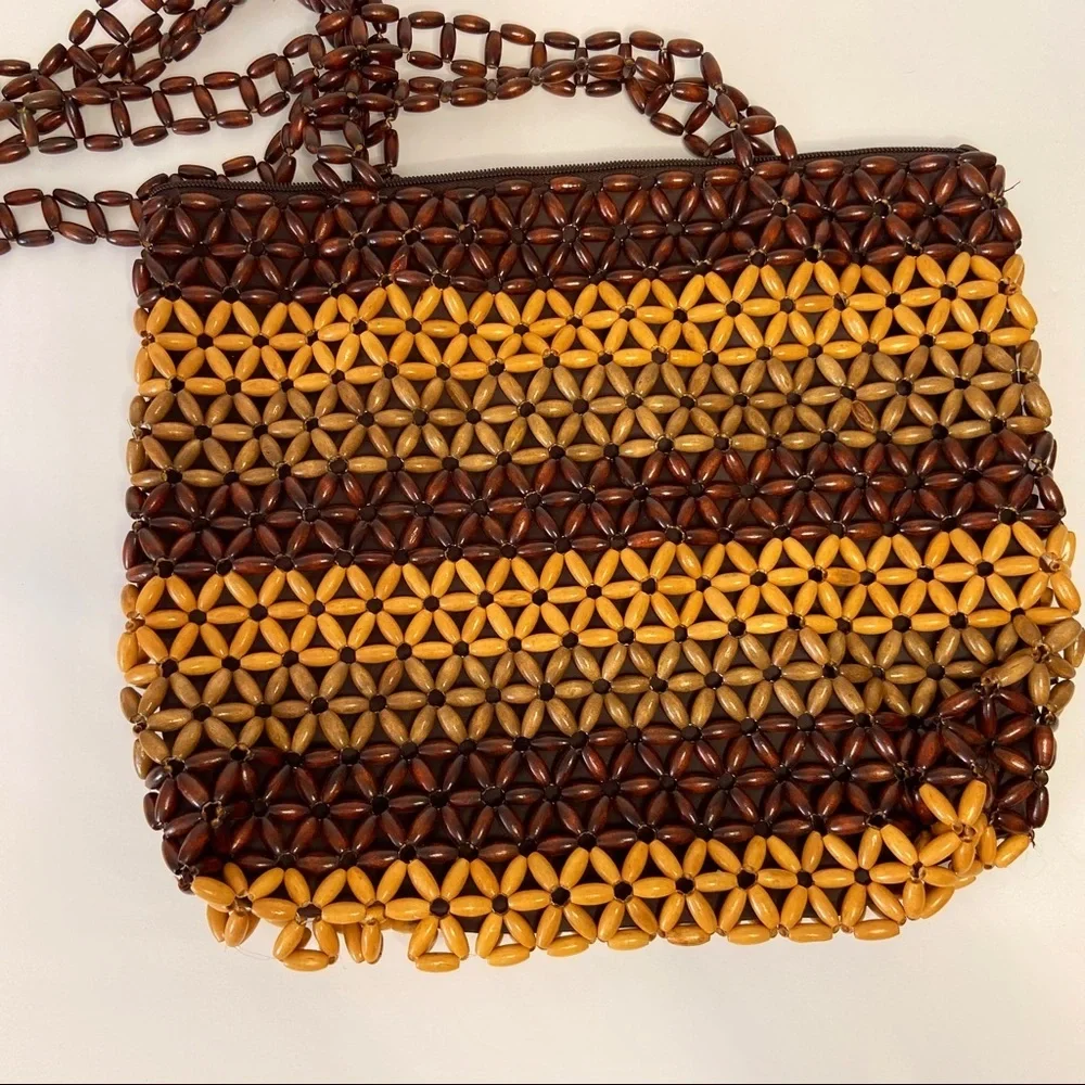 Vintage wooden bead purse